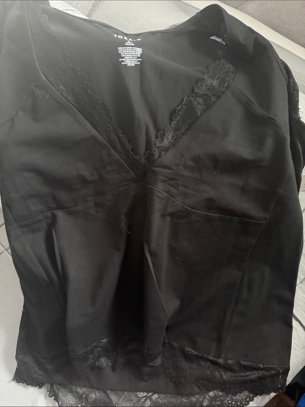 torrid Black Lace-Trim V-Neck Tank Top